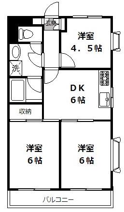 第2アベコーマンション(3DK/3階)の間取り写真