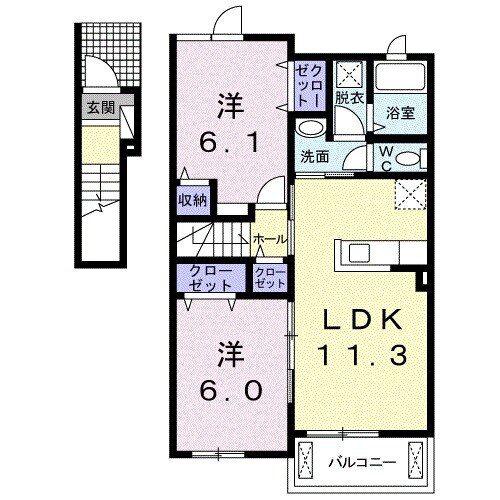 ゼロスタイルケイ(2LDK/2階)の間取り写真