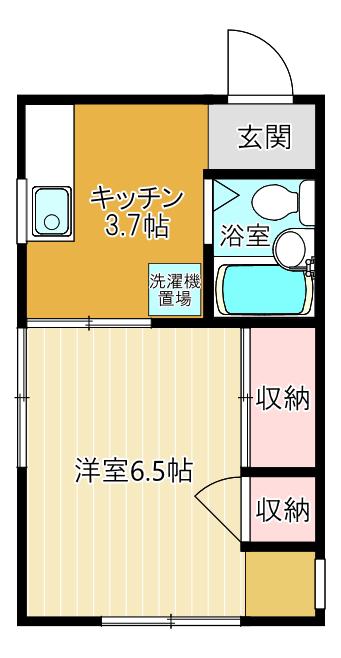 浅野ハイツ(1K/1階)の間取り写真