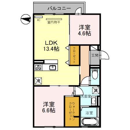 ミュアフィールド(2LDK/1階)の間取り写真
