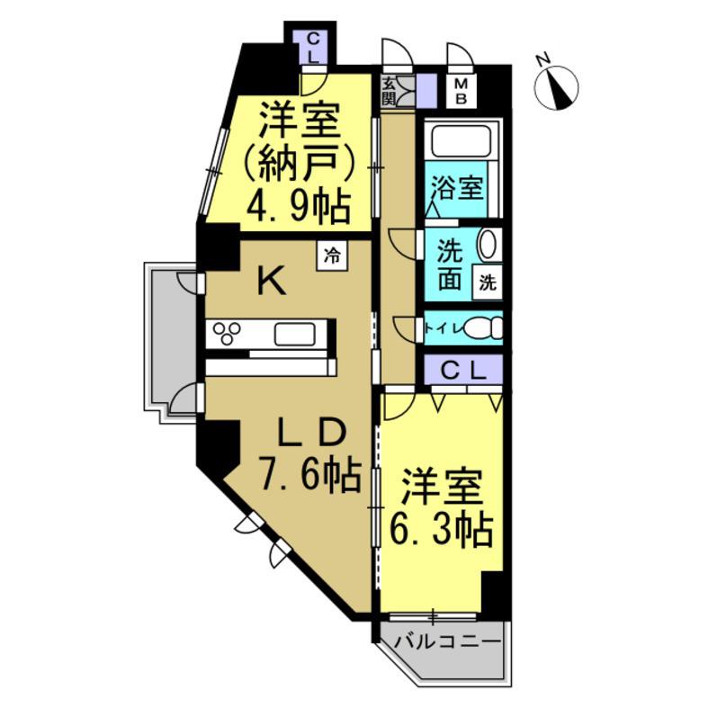 ヒカリエ東海(2LDK/8階)の間取り写真