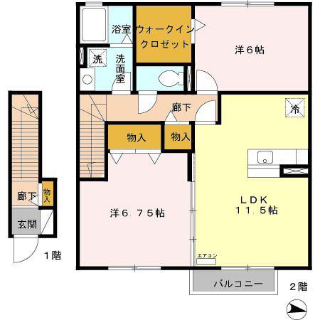 ペイシェント(2LDK/2階)の間取り写真
