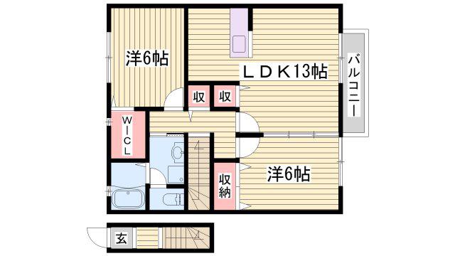メゾンクレール C棟(2LDK/2階)の間取り写真