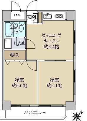 ルーブル白金(2DK/2階)の間取り写真