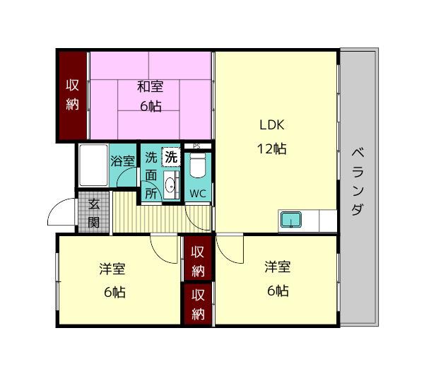 まあぁろーマンション(3LDK/2階)の間取り写真
