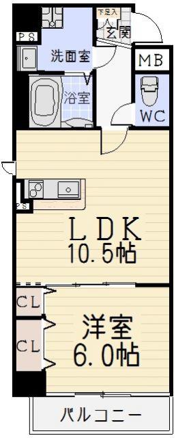 SOLARE(1LDK/6階)の間取り写真