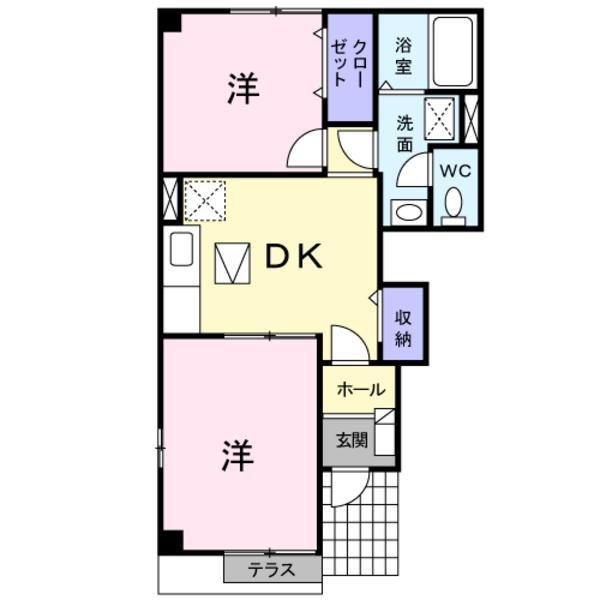 ラミアカーメラ ドゥエ(2DK/1階)の間取り写真