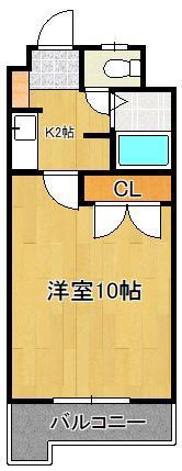 ハートフル北方(1K/4階)の間取り写真