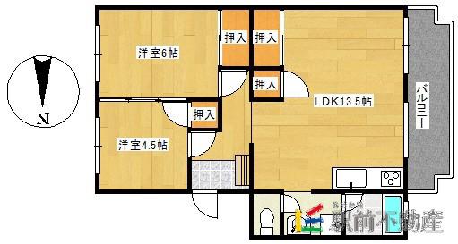 コーポ白山(2LDK/2階)の間取り写真