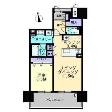 アルファパークナード高松THE・TOWER(1LDK/6階)の間取り写真