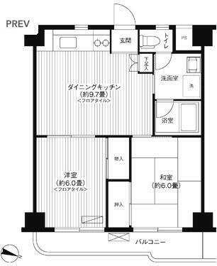 メゾンタカノハ(2DK/2階)の間取り写真