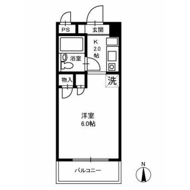 ベルデ中山(1K/2階)の間取り写真