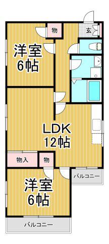 メゾンユタカ(2LDK/2階)の間取り写真