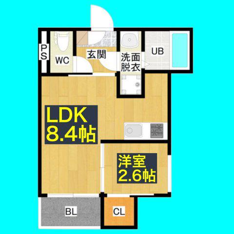 R-SMART尾頭橋(1LDK/3階)の間取り写真