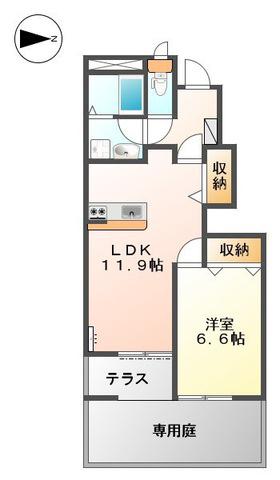 パティオアクタミ(1LDK/1階)の間取り写真