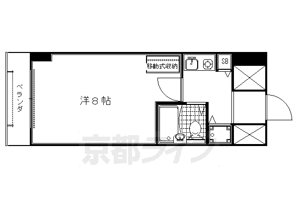 ジョイテル西院(1K/6階)の間取り写真
