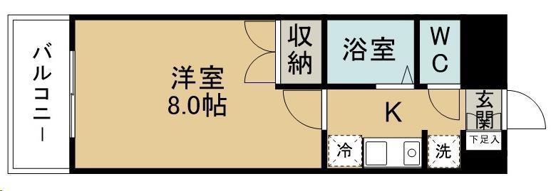 ロイヤルヒルズ片桐(1K/2階)の間取り写真