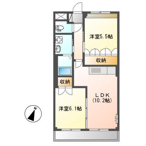 ティアナグリーンヒル(2LDK/2階)の間取り写真