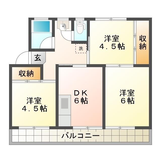 川田コーポラスA(3DK/2階)の間取り写真