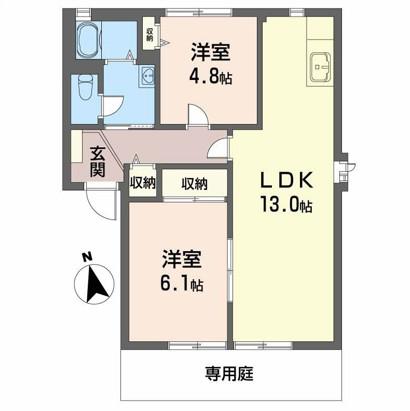 プラスパ高畑A(2LDK/1階)の間取り写真