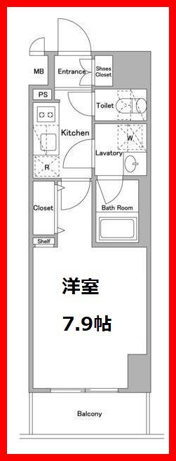 アスール北上野(1K/3階)の間取り写真
