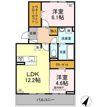 カーサ・ドマーニ A棟(2LDK/2階)の間取り写真