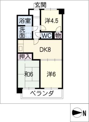 グランドール藤ヶ丘東(3DK/4階)の間取り写真