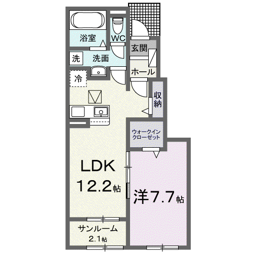 アンピーノIII(1LDK/1階)の間取り写真