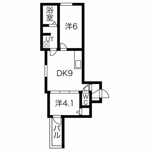 ルミエール若江岩田(2DK/1階)の間取り写真