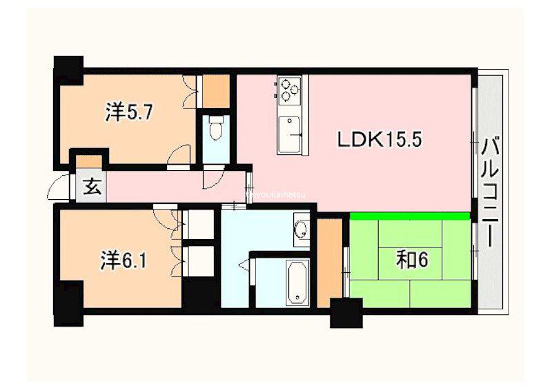 サーパスいづろ(3LDK/4階)の間取り写真