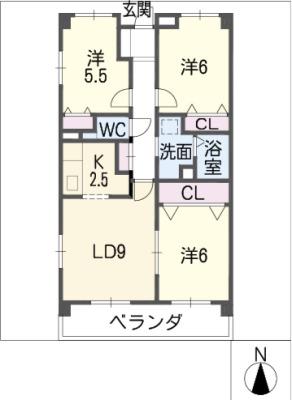 パークサイド津島(3LDK/1階)の間取り写真