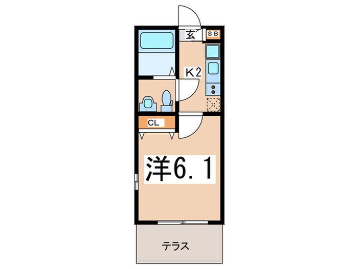 BELLAVISTA戸塚(1K/1階)の間取り写真