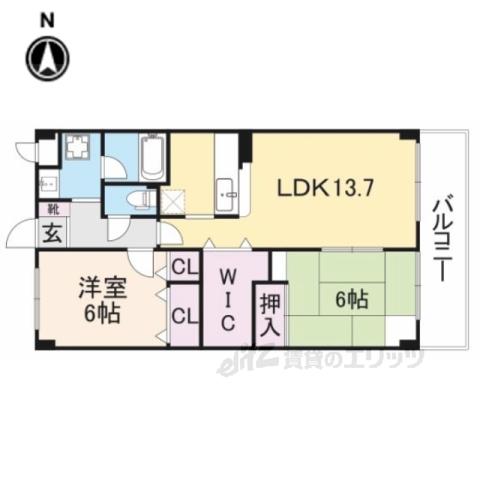 リジェール菅原(2LDK/2階)の間取り写真