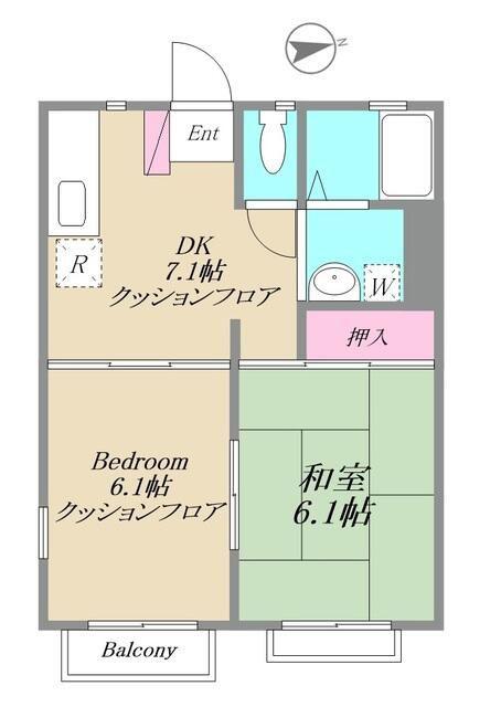 ムーンハイツ(2DK/1階)の間取り写真