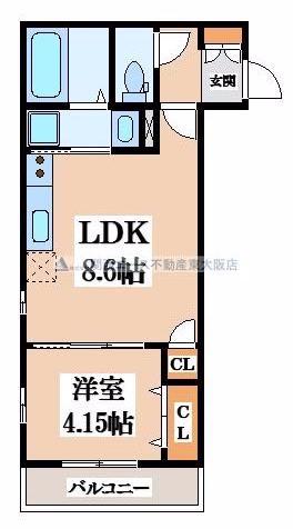 K S RESIDENCE瓢箪山(1LDK/1階)の間取り写真