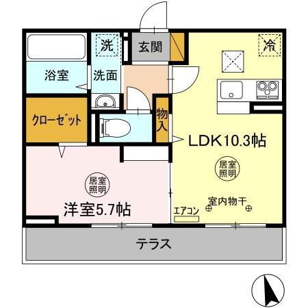 エースコート III(1LDK/1階)の間取り写真