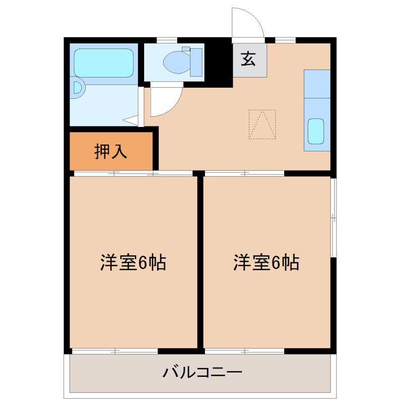 サンハイツ逆井(2DK/1階)の間取り写真