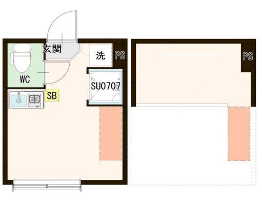 桜テラス荒川(ワンルーム/2階)の間取り写真
