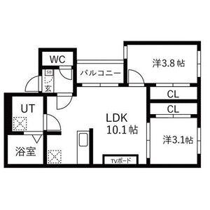 TIDY本陣西(2LDK/2階)の間取り写真