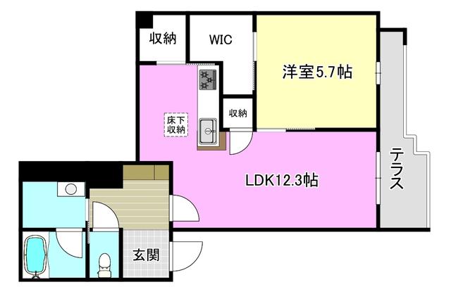 ソムニウム ドムス 南茨木(1LDK/1階)の間取り写真