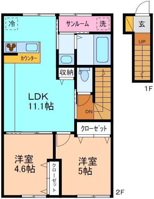 IRいしかわ鉄道 小松駅 徒歩25分 2階建 新築(2LDK/2階)の間取り写真