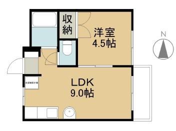 コーガマンション(1LDK/2階)の間取り写真