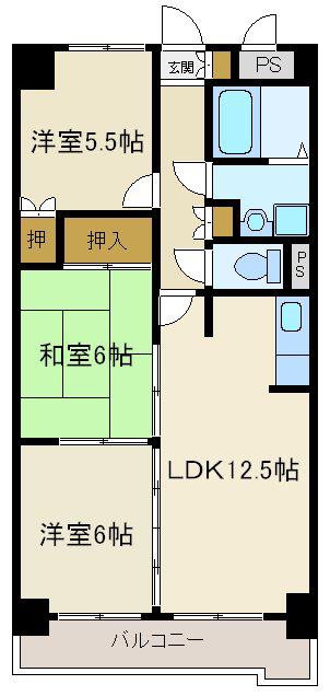 ハイブリッジコート長町(3LDK/7階)の間取り写真