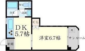 秀和ハイツA棟(1DK/5階)の間取り写真