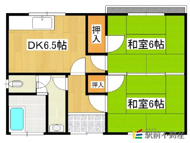 東野アパート(2DK/2階)の間取り写真