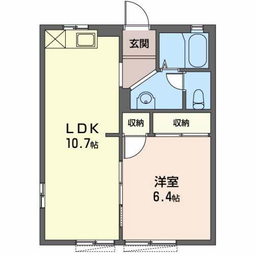 ファミール落合 A(1LDK/1階)の間取り写真