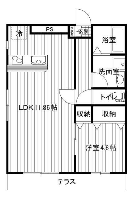 フルセイル下溝(1LDK/1階)の間取り写真