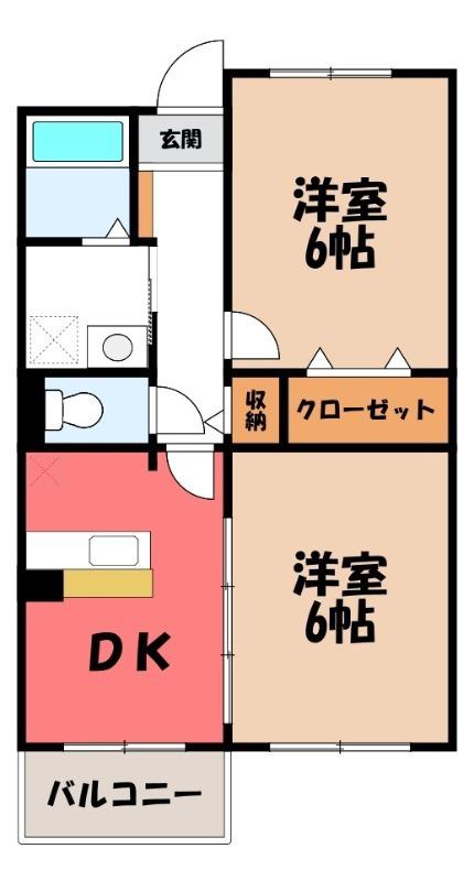 エーデルプラッツ(2DK/3階)の間取り写真