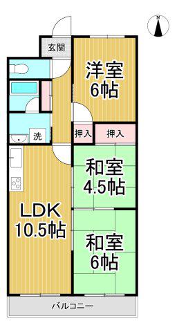 南野サンハイツ(3LDK/3階)の間取り写真