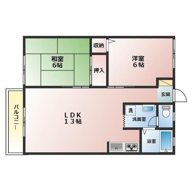 エクセルNAGANO(2LDK/2階)の間取り写真